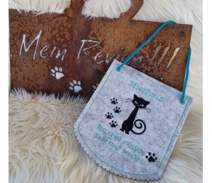 Stickdatei ITH - Wimpel Ösen "Miezwohnung 1"